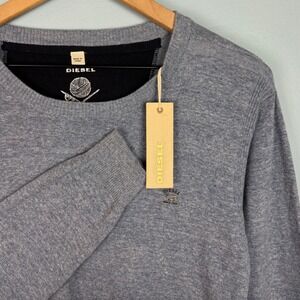 NEW Diesel K-Maniky Pullover Sweater Jumper Men's‎ L Blue Cotton Blend Crew Neck